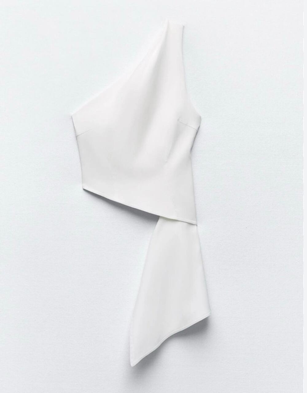 Zara Women's Asymmetrical One Shoulder Tank Top Sz M Polyester/Elastane Stretch